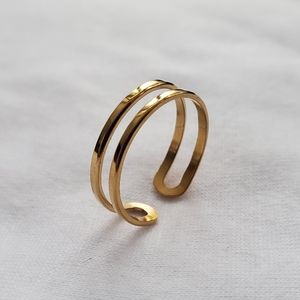NEW 18k Gold Plated Stainless Steel Adjustable Ring